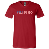 Filipino with US Flag Embedded Unisex Jersey V-Neck T-Shirt